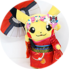 smiling pikachu figurine in kimono